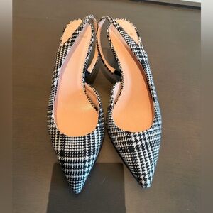 J. Crew Colette Houndstooth Pointed Slingback Heels